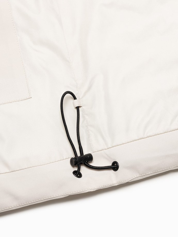 Jachetă de iarnă pentru bărbați cu glugă detașabilă și buzunare cargo - crem V2 OM-JAHP-0152