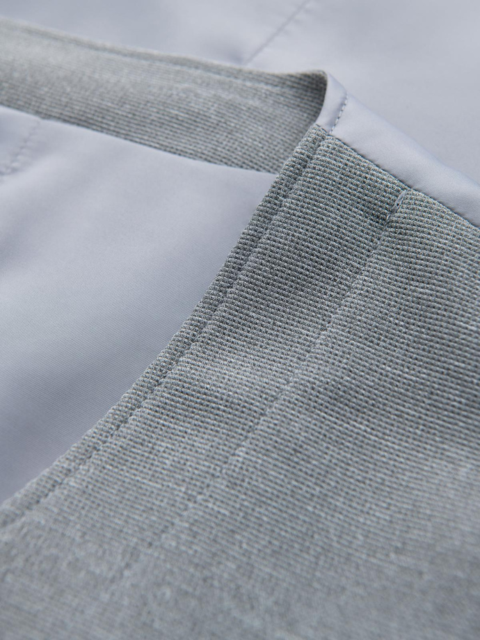 Fitted structured men's vest with patch pockets - grey melange V2 OM-BLZV-0146