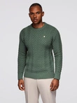 Knitted monochrome men's viscose cardigan - navy blue V1 OM-SWCD-0126