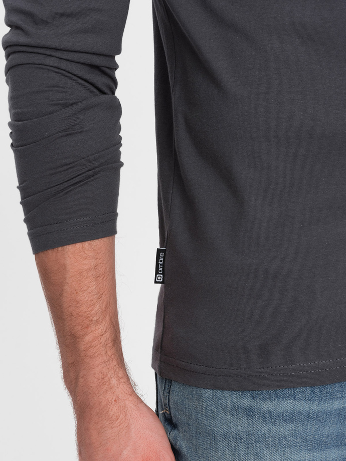 Men's longsleeve with buttons at the neckline - graphite V9 OM-LSCL-0107