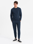 BASIC men's cotton sweatshirt set unbuttoned sweatshirt + joggers - navy blue V1 Z84