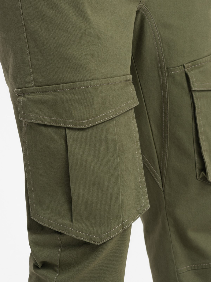 Men's JOGGERS pants with cargo pockets - olive V18 P886