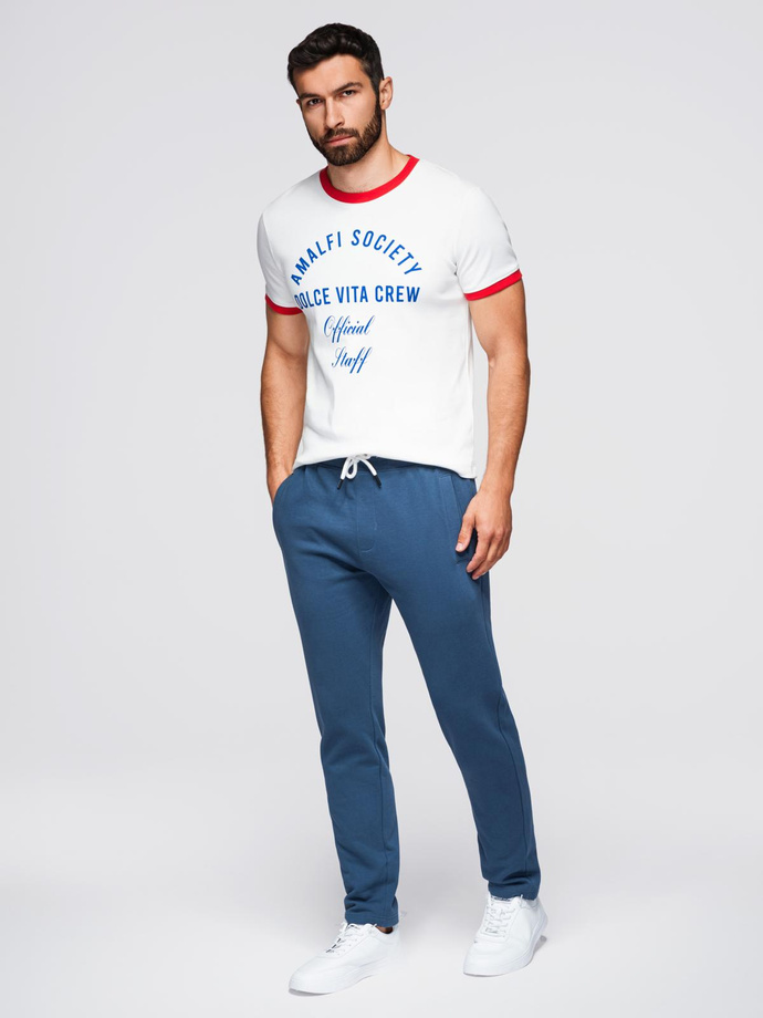 Men's sweatpants with unlined leg - dark blue V4 OM-PABS-0206