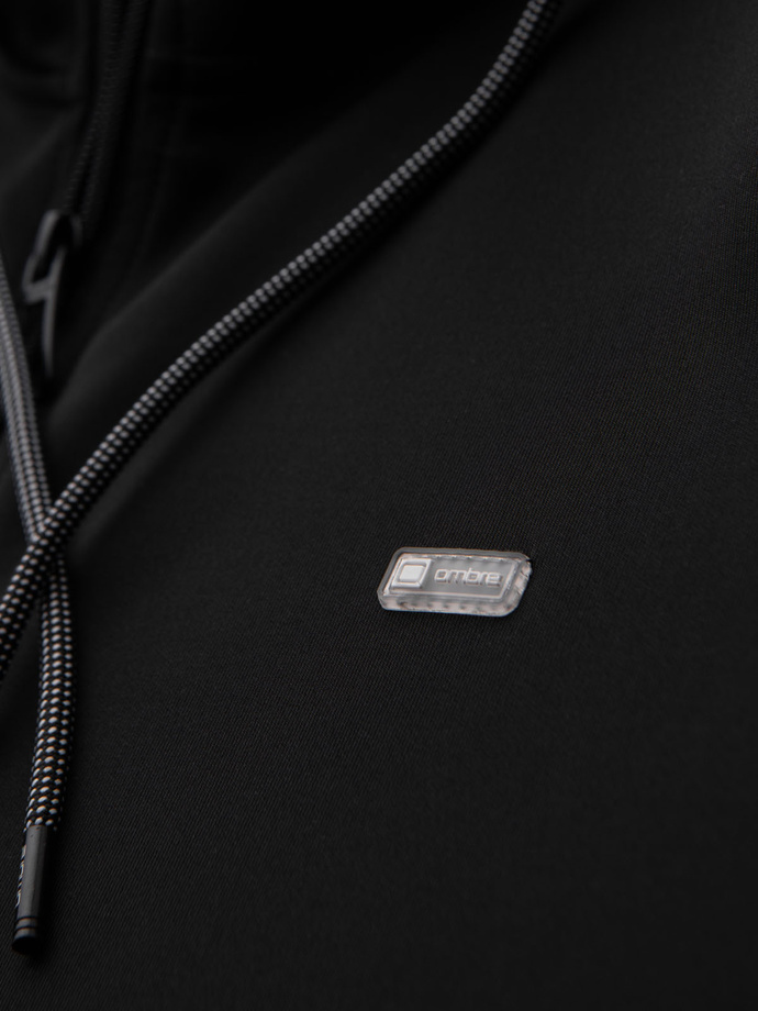 Pánská mikina na zip s kapucí a lemováním - černá V1 OM-SSZP-0210