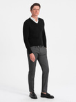 Men's sweater with a "v-neck" neckline with a shirt collar - black V1 OM-SWSW-0102
