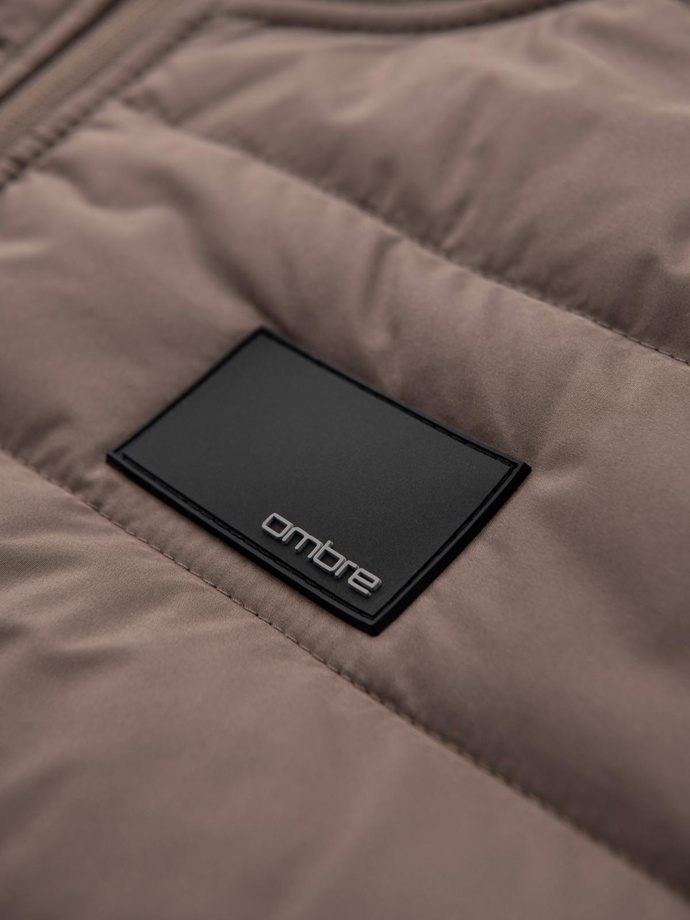 Jachetă sport ușoară colorată pentru bărbați cu fleece - maro și bleumarin V1 OM-JANP-0194