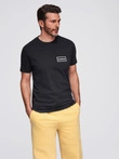 Men's knitted t-shirt with printed REGULAR cut - black V2 OM-TSPT-0231