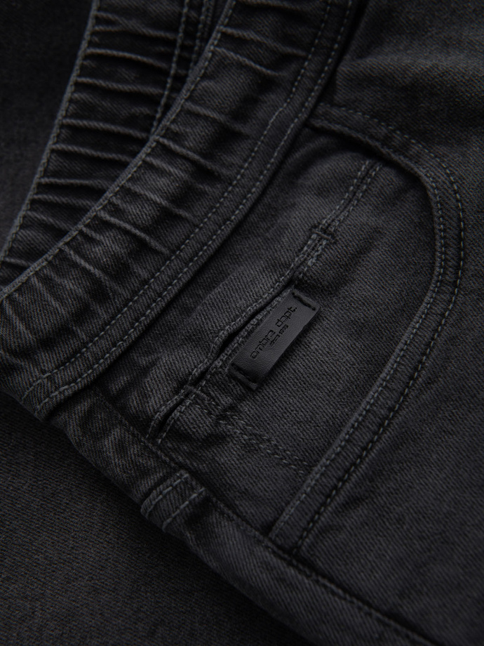 Vyriški šortai su elastine juosta ir skalbimo efektu - pilki V3 OM-SRDS-0192