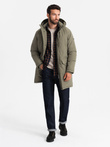 Jachetă parka lungă clasică pentru bărbați - olive V3 OM-JALJ-0166