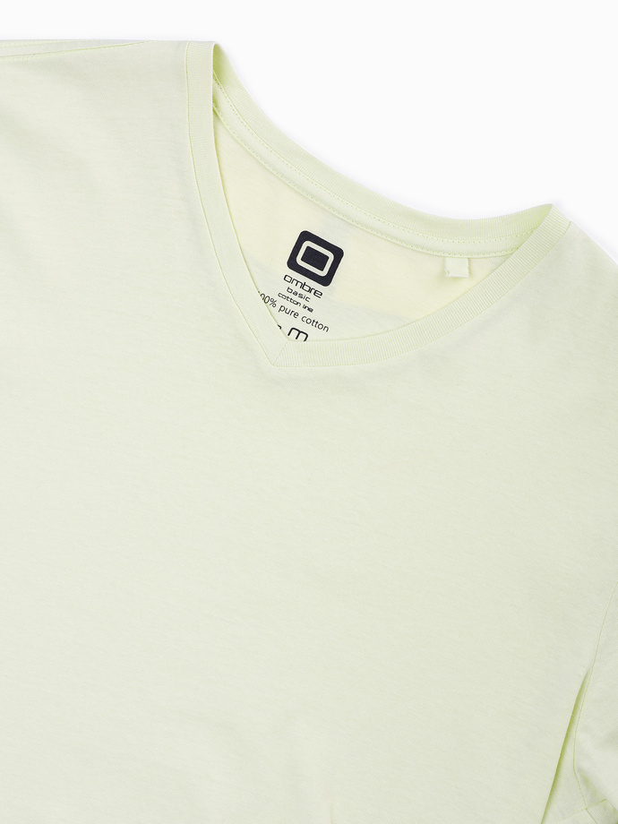 BASIC classic men's tee-shirt with serape neckline - lime green V24 S1369