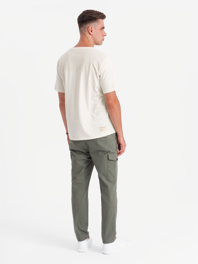 Pánske tričko LOOSE FIT s vreckami - biele V8 OM-TSCT-0171