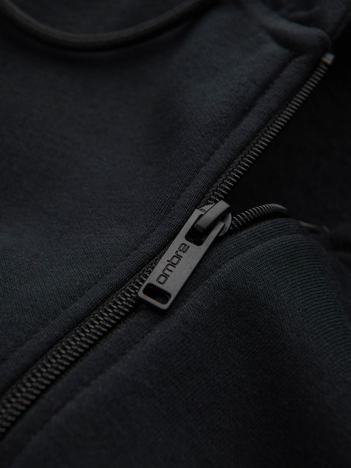 Pánska bavlnená mikina BASIC bez zapínania - čierna V9 OM-SSBZ-0160