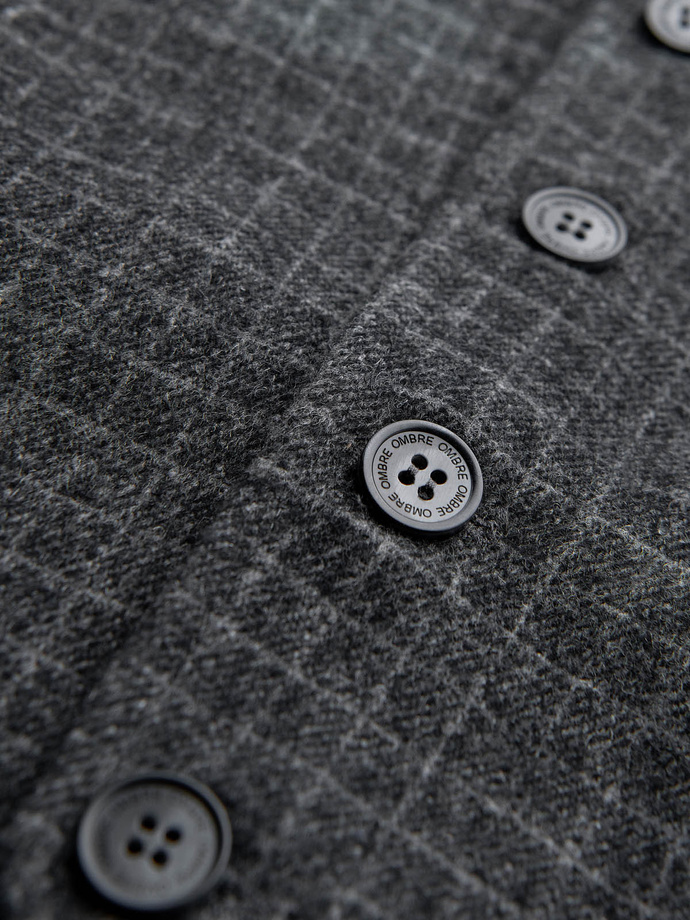 Elegantná pánska károvaná vesta s klopami - čierna V3 OM-BLZV-0110