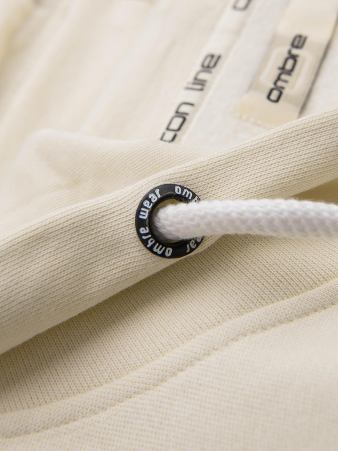 Men's BASIC unbuttoned hooded sweatshirt - cream V11 OM-SSBZ-0178