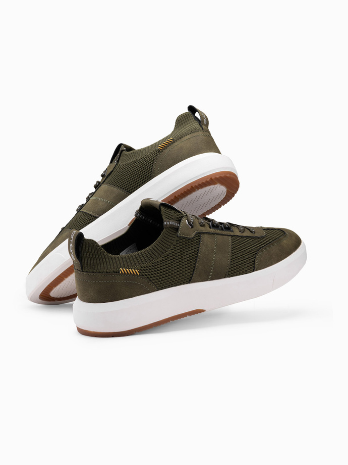 Men's structured fabric slip-on sneakers - olive V2 OM-FOSL-0154