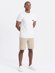 Pantaloni scurți bărbătești din tricot structurat SLIM FIT - nisip V3 OM-SRCS-0126