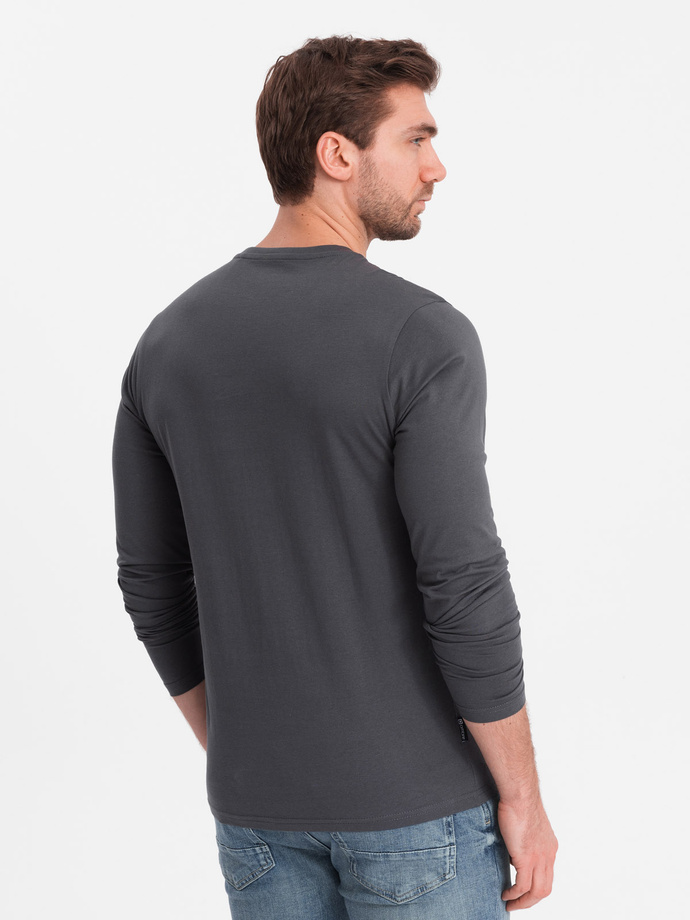 Men's longsleeve with buttons at the neckline - graphite V9 OM-LSCL-0107