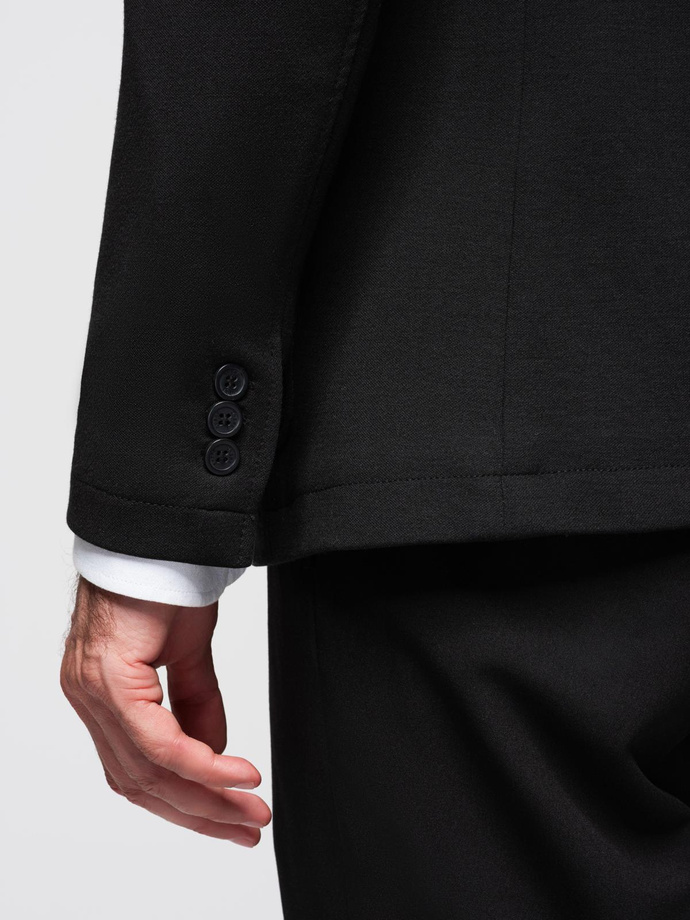 Jachetă bărbătească SLIM tricotată cu textură subtilă - negru V2 OM-BLZB-0101