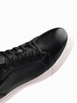 Pantofi sport din piele ecologică pentru bărbați - negru V2 OM-FOCS-0179