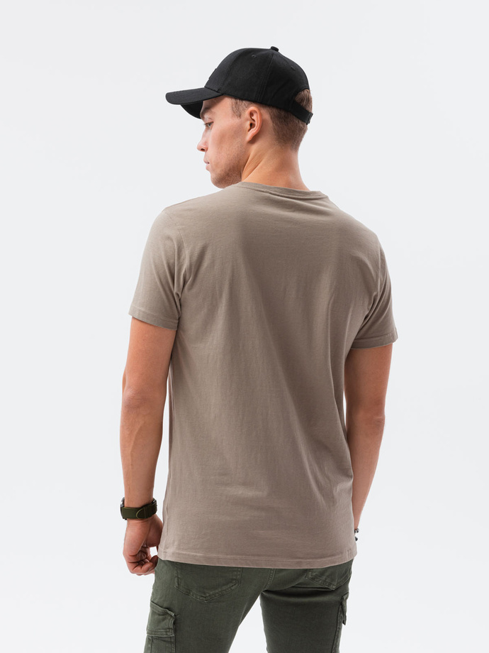 Men's printed t-shirt V-25C- brown S1434