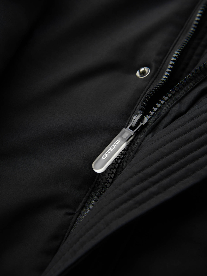 Pánska dlhá sezónna bunda v outdoorovom štýle - čierna V1 OM-JALJ-0202