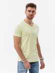 Tricou clasic BASIC pentru bărbați cu decolteu de tip echipaj - verde lime V24 S1369