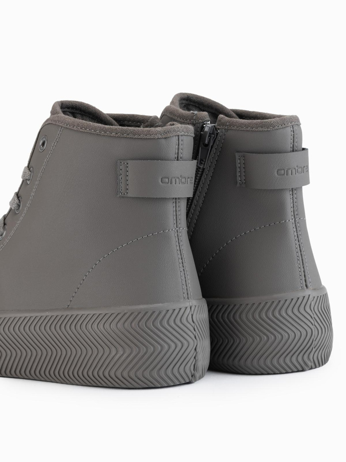 Adidași bărbătești cu fermoar pentru o îmbrăcare ușoară - bej închis V3 OM-FOTH-0184