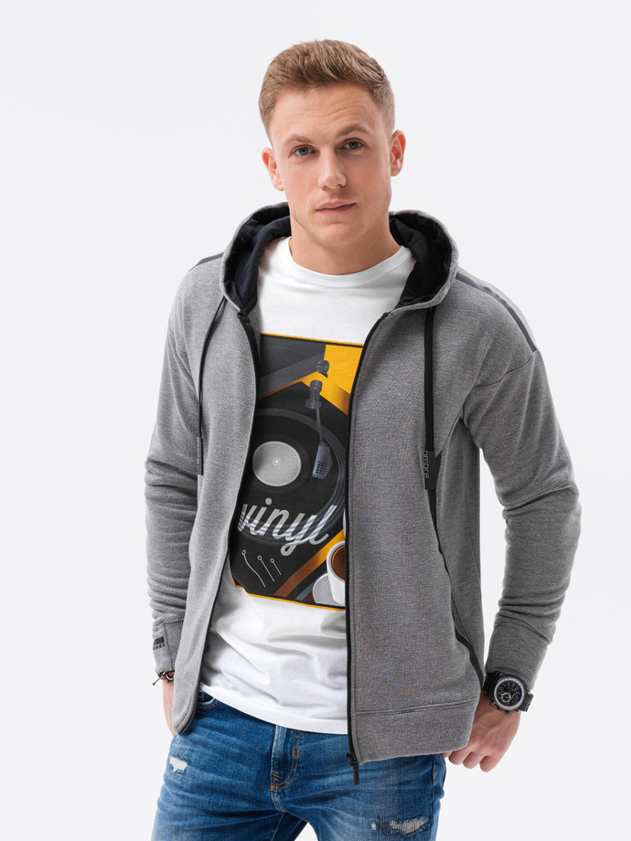 Men's zip-up sweatshirt - grey melange B1076