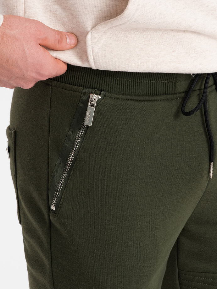 Pantaloni de trening jogger pentru bărbați - olive V1 OM-PASK-22FW-004