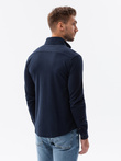 Pánska pletená košeľa SLIM FIT s dlhým rukávom - tmavomodrá V2 OM-SHCS-0177