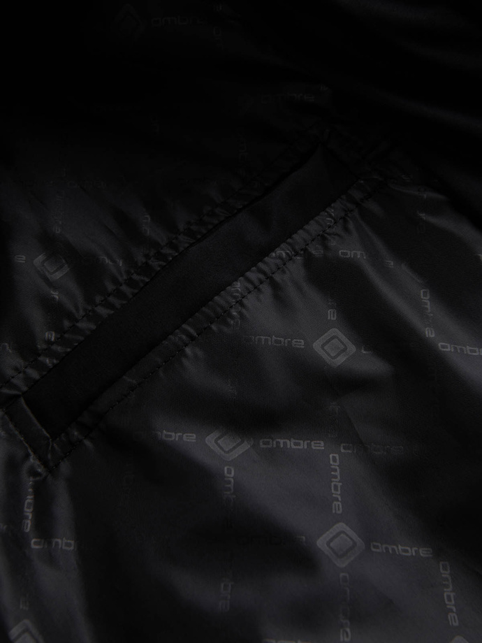 Pánská prošívaná bunda bomber s kovovými zipy - černá V1 OM-JALP-0143