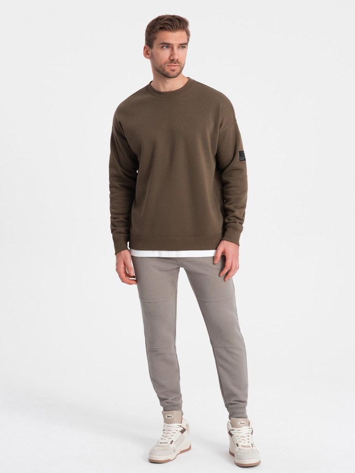 Pantaloni de trening bărbătești din țesătură ottoman - cenușă V4 OM-PASK-0129