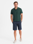 Men's classic chino shorts with rolled up leg - navy blue V10 OM-SRCS-0197