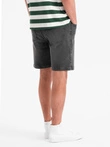 Pánské šortky s elastickým pasem a pracím efektem - šedé V3 OM-SRDS-0192