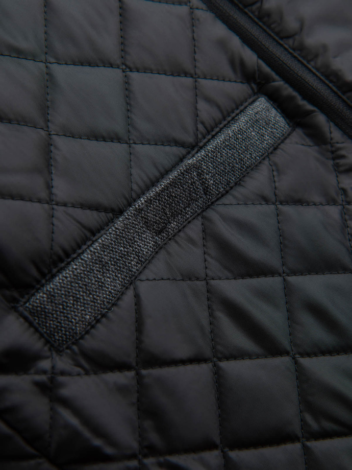 Men's winter coat with wool and quilted lining - graphite melange V1 OM-COWC-0116