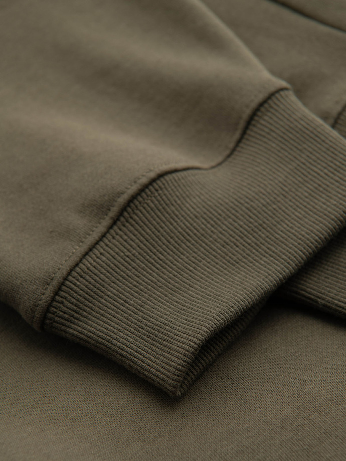 Pantaloni de trening pentru bărbați cu cusături și fermoar pe picior - olive V3 OM-PASK-0147