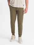 Pantaloni de trening jogger din bumbac pentru bărbați BASIC - olive V2 OM-PABS-0174