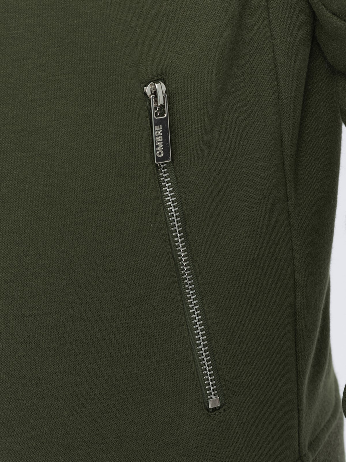 Hanorac cu glugă cu fermoar pentru bărbați - olive V1 OM-SSZP-22SS-010