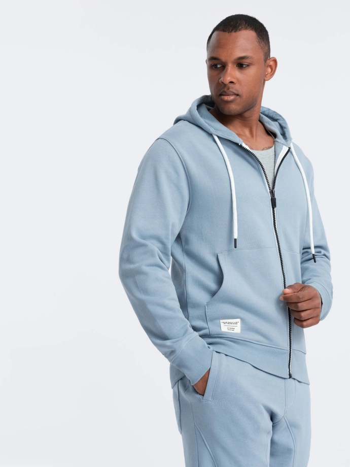 Men's sweatshirt set unbuttoned sweatshirt + jogger pants - blue V7 Z82