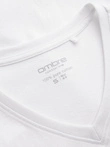 Tricou clasic din bumbac pentru bărbați BASIC cu guler în V - alb V4 OM-TSBS-0145