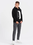 Men's printed HOODIE sweatshirt - black V3 OM-SSPS-0152