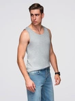 Vyriškas medvilninis marškinėlis BASIC - pilkas melanžas V2 OM-TSBT-0192
