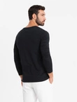 vyriška V formos iškirptė SLIM FIT su elastanu ir spauda - juoda V1 OM-LSBC-0123