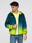 Jachetă sport ombre pentru bărbați cu reflectorizante și căptușeală din fleece - turcoaz și verde lime V1 C641