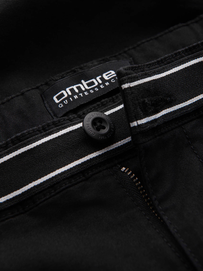 Pánske chino nohavice s ozdobným pásom - čierne V1 OM-PACP-0118