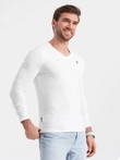 Vyriškų SLIM FIT ilgų rankovių rinkinys su V formos iškirpte ir logotipu 2 vnt. - baltos/mėlynos spalvos mišinys V1 Z103
