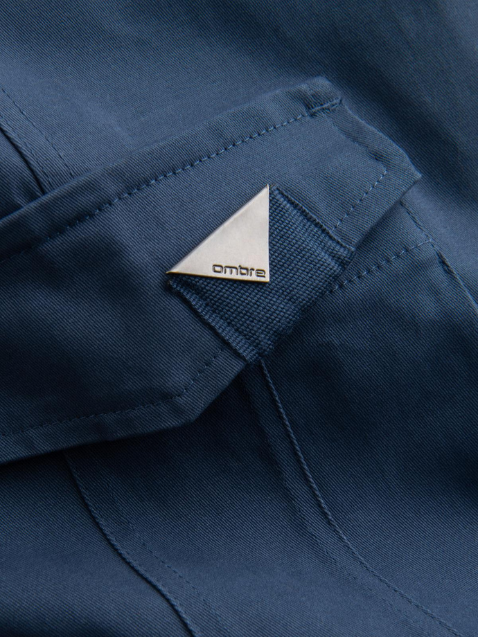 Pantaloni cargo STRAIGHT LEG pentru bărbați cu broșă triunghiulară pentru buzunare - albastru închis V4 OM-PACG-0196