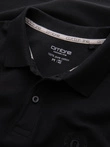 Pánská jednobarevná pletená polokošile BASIC - černá V1 OM-POBS-0100