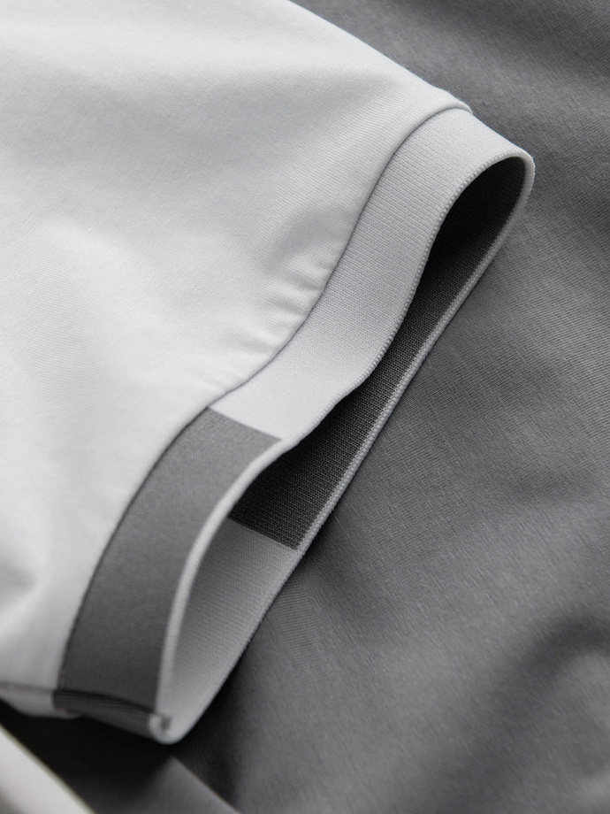 Tricou bărbătesc din elastan cu mâneci colorate - gri V4 OM-TSCT-0176