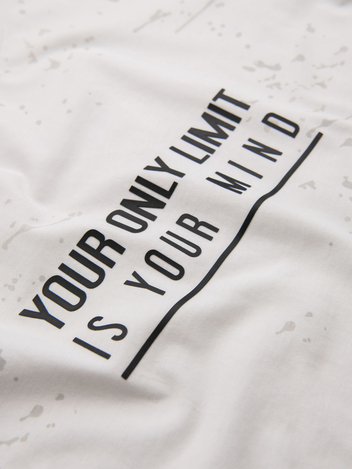 Tricou din bumbac imprimat cu decolteu rotund - negru V2 OM-TSFP-0225